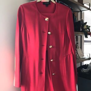 Beautiful St. John red skirt suit, long jacket